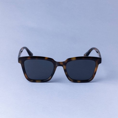 Men s Square Tortoise Shell Plastic Sunglasses Goodfellow Co Honey Brown Target