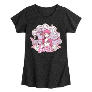 Girls' - Barbie - Horse Flowers Fitted Short Sleeve Graphic T-Shirt - 1 of 3