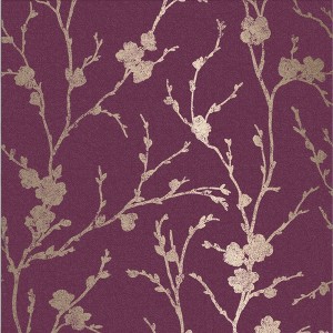 Meiying Mauve Purple and Gold Floral Trail Paste the Wall Wallpaper - 1 of 4