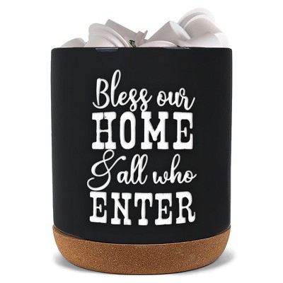 Elanze Designs Bless Home Enter Black X-Large Cork Bottom, Kitchen Counter, Ceramic Stoneware, Coffee, Tea and Hot Chocolate, Machine Brewing, K