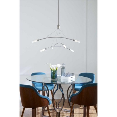 Kylo 6-Light Brushed Nickel LED Chandelier with Frosted Acrylic Shades