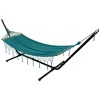 Northlight Hammock with Netted Fringe and Wooden Bars - 100" x 41" - Teal Green - 3 of 4
