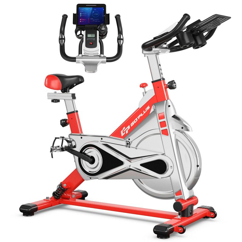 Costway Indoor Stationary Exercise Cycle Bike Bicycle Workout w/ Large Holder Red, 1 of 11