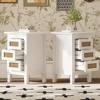 HDZNVF Wooden Nightstands Set of 2 with Rattan Woven Surfaces and Three Drawers, White - 2 of 4