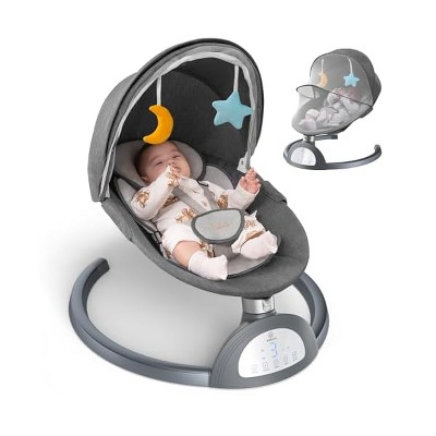 Electric Baby Swing with Bluetooth Music, 5 Sway Speeds, | 5 Sway Speeds, 3 Recline Positions, Portable Bouncer