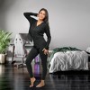 ADR Women's Pajamas Set, Soft Ribbed Knit Waffle Pajamas Lounge Set, Long Sleeve Drop Shoulder V-neck Top and Leggings PJ Pants - 2 of 4