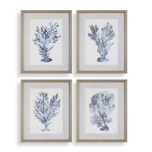 Uttermost Shibori Coral Prints-Oatmeal Linen Mat & Light Gray Wood Frames, Set of 4 - 1 of 4