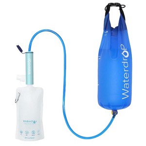 Waterdrop Gravity Water Filter Straw, Camping Water Filtration System, Water Purifier Survival for Travel, 1.5 gal Bag, 0.1 Micron, Light Blue - 1 of 4