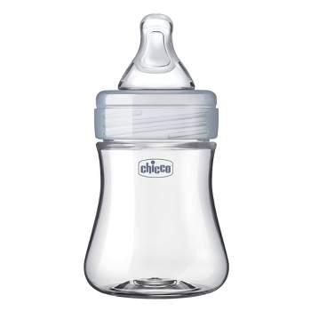 Chicco Duo Hybrid Baby Bottle with Invinci-Glass Inside/Plastic Outside with Slow Flow Anti-Colic Nipple - Clear/Gray - 5oz