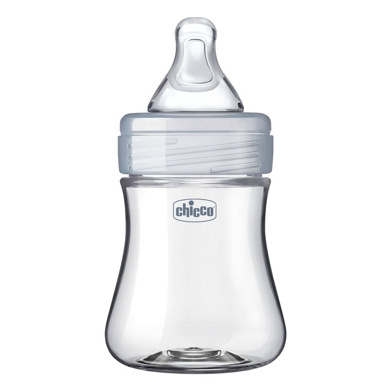 Chicco Duo Hybrid Baby Bottle with Invinci-Glass Inside/Plastic Outside with Slow Flow Anti-Colic Nipple - Clear/Gray - 5oz, 1 of 16