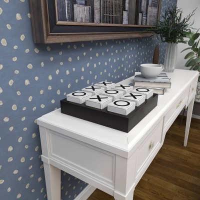 Sophisticated Black Wood Tic Tac Toe Game Set 14" with White Pieces