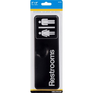 Hillman English Black Restroom Plaque 3 in. H X 9 in. W - Case of 6 - 1 of 1