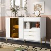 CuisinSmart Sideboard Cabinet with Drawers & Acrylic Doors, Adjustable Shelves Modern Storage Cabinet for Dining Room Living Room Kitchen - 3 of 4