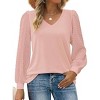 Zeagoo Women's Blouses Dressy Casual V Neck Top Swiss Dot Balloon Long Sleeve Shirts - 3 of 4