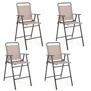 Tangkula Outdoor Folding Bar Chair Set of 4 Patio Dining Chairs w/ Breathable Fabric - 1 of 4