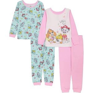 Nickelodeon Toddler Girls' 4-Piece Paw Patrol Cotton Pajamas Sets, Pink/Aqua Blue, 2T - 1 of 4
