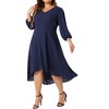Agnes Orinda Women's Plus Size Chiffon V Neck Long Sleeves High Low Hem Midi A Line Dresses - 2 of 4