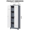 PDTEND 65" Utility Storage Cabinet with Locking Doors, Shelves & Hanging Rod - 4 of 4