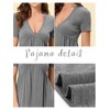 cheibear Women's Deep V Neck Short Sleeve Soft Stretchy Pajama Dress - 4 of 4