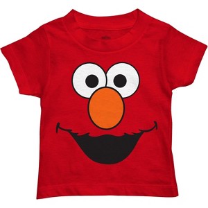 Sesame Street Short Sleeve T-Shirt - Sesame Street Short Sleeve Tee - Elmo & Cookie Monster Big Face Tee (Elmo, 4T) - 1 of 4