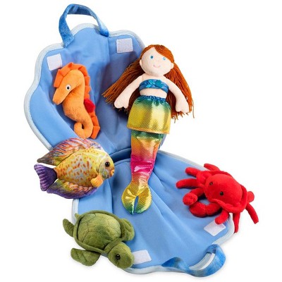 Magic Cabin - Plush Mermaid & Friends Traveling Play Set for Kids Imaginative Play