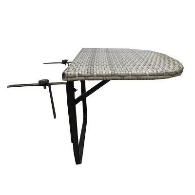 Gray Foldable Wicker Balcony Table with Metal Frame