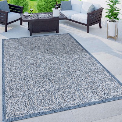 Bloomfield Easy-Care Blue Floral Synthetic 5' x 7' Rug