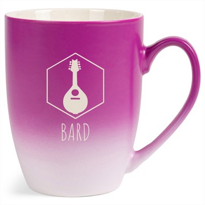 Elanze Designs Barbarian Bard 12 Ounce Ceramic Laser-Etched Engraved Drinkware Mug, Fuchsia and White Ombre