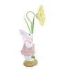 10.75 In Bunny In Pink Dress Figurine Glittered Daisy Flower Figurines - 2 of 3