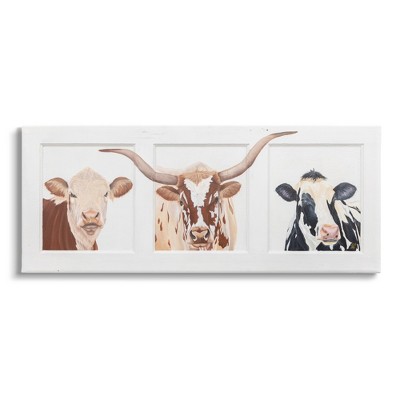 Stupell Industries Country Rustic Cattle Portraits Gallery Wrapped Canvas Wall Art