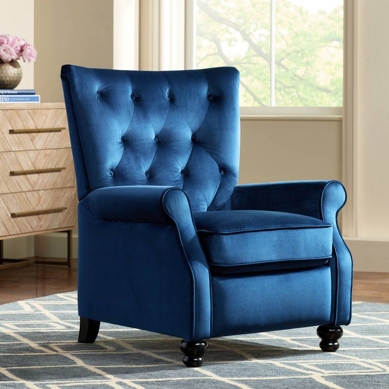 Studio 55D Bryce Blue Recliner Chair Modern Armchair Comfortable Push Manual Reclining Footrest Tufted Back for Bedroom Living Room Reading Home Relax, 2 of 10