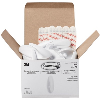 Command Large Designer Hooks White 16 Hooks MMM17083S16NA