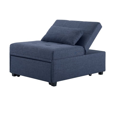 Twin Wales Transitional Convertible Recliner Sofa Bed Blue