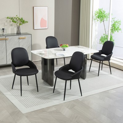 DYHOME Dining Chairs Modern Kitchen Chairs Set of 4, PU Leather Restaurant Chairs
