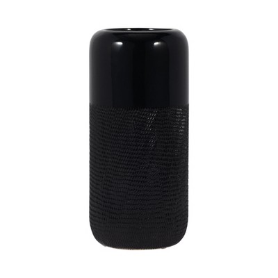 Sagebrook Home Ceramic Vase Contemporary Grooved Design Decorative Table Accent
