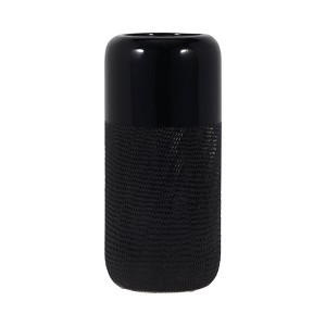 Sagebrook Home Ceramic Vase Contemporary Grooved Design Decorative Table Accent - 1 of 4