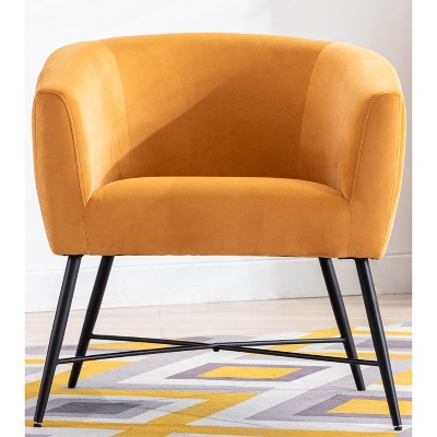 NicBex Velvet Accent Chair,Upholstered Living Room Chairs with Curved Stitched Back and Metal Legs,Cozy Armchair,Accent Chairs for Living Room