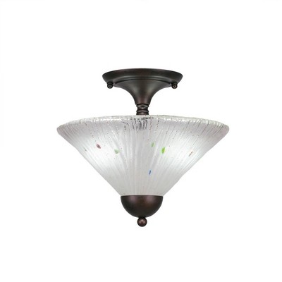 Toltec Lighting Any 2 - Light Flush Mount in  Bronze with 12" Frosted Crystal Shade