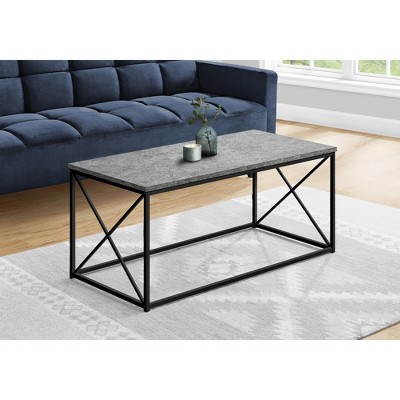 Coffee Table, Accent, Cocktail, Rectangular, Living Room, 40inl, Grey Laminate, Black Metal, Contemporary, Modern