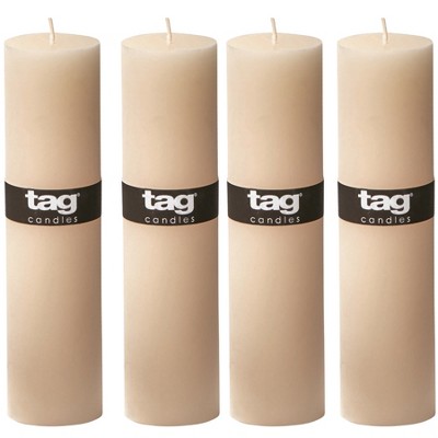tagltd Chapel 2X8 Ivory Pillar Paraffin Wax Candle Unscented Drip-Free Long Burning 52 Hours For Home Decor Wedding Parties Set of 4