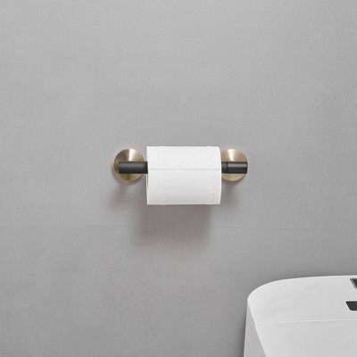 Gold and Black Stainless Steel Pivoting Toilet Paper Holder