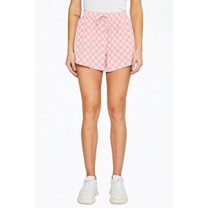 Women's CHECKERED-PRINT WOVEN HIGH-WAISTED SHORT - Pretty Garbage - 1 of 2
