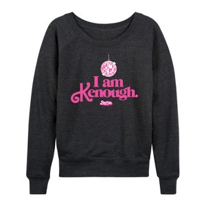 Women's - Barbie - I Am Kenough Disco Ball Lightweight French Terry Wide Neck Long Sleeve Shirt - 1 of 4