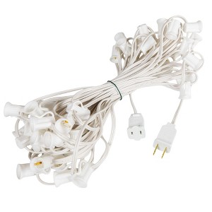 Novelty Lights 25 Feet C7/E12 Candelabra Base Christmas Stringer, Vintage Holiday Hanging Light String, 12" Spacing, SPT-1 20 Gauge Wire - 1 of 4