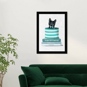 Wynwood Studio 15" x 21" Fashion Cat Framed Wall Art Print Blue: Modern Decor, Animal Digital Art for Home Office - 1 of 4