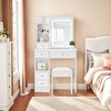 NicBex Vanity Desk with Mirror and Light Small Vanity with Sliding Mirror, Multi-Layer Storage, Compact Makeup Table with Stool for Bedroom - 2 of 4