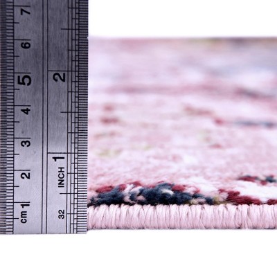 Pink and Multicolor Synthetic 4' x 6' Rectangular Area Rug