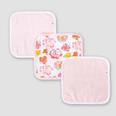 Burt's Bees Baby® Baby Girls' Set of 3 Rosy Spring Washcloths - Pink