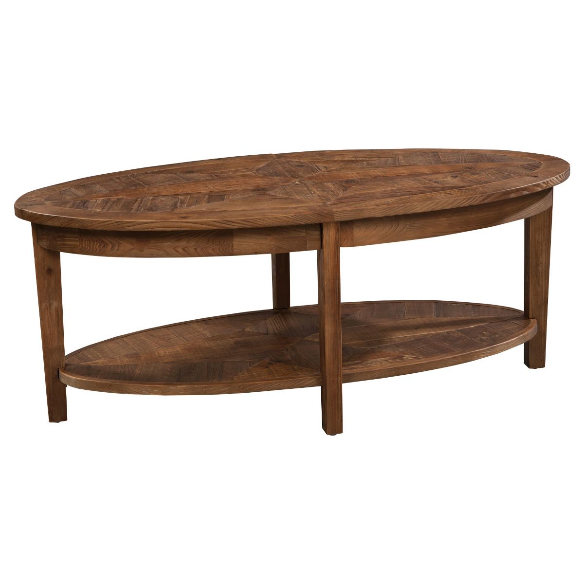 Alaterre Revive 48-inch Oval Coffee Table with Storage Shelf for Living Room Décor, Natural - thumbnail 3