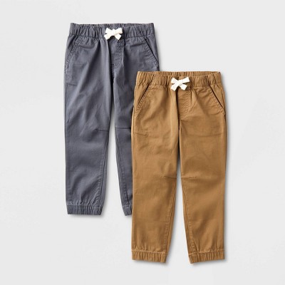 Toddler Boys' 2pk Woven Pull-On Jogger Pants - Cat & Jack™ Brown/Gray 12M